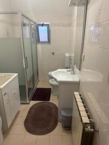 a bathroom with a sink and a toilet and a shower at Federica House in Bologna
