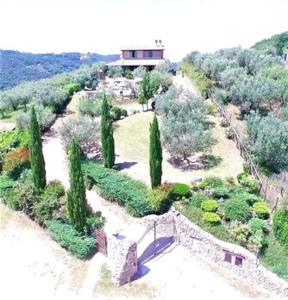 una vista aérea de un jardín con árboles y una casa en Villa Tilla, en Gualdo Cattaneo