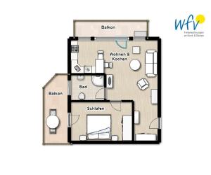 Půdorys ubytování Haus Strandburg Ferienwohnung "Möwenblick"