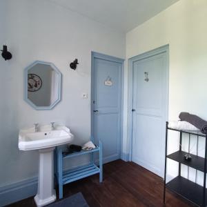 a bathroom with a sink and a bunk bed at Baladous in Montgaillard-de-Salies