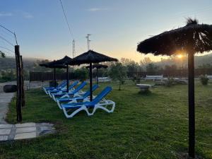 The sunrise or sunset as seen from the country house or nearby