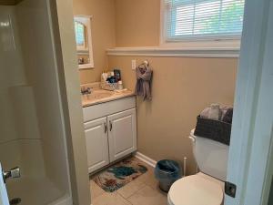 bagno con servizi igienici, lavandino e finestra di Reed Legacy, LLC Home a Newark