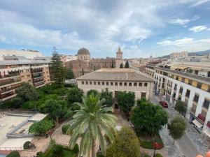 an aerial view of a city with buildings and palm trees at Charming Home in Lorca Murcia in Lorca