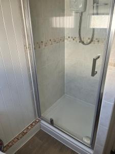 a shower with a glass door in a bathroom at Pensilva in Hayle +16 photos