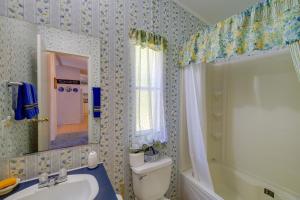 a bathroom with a sink and a shower and a toilet at Serene Home 2 Decks, 3 Mi to Blue Ridge Pkwy in Willis