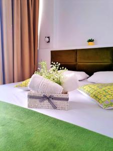 Llit o llits en una habitació de Vila Thassos Sea View pe plaja Belona