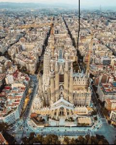 an aerial view of the cathedral of milan at Quiet Love Suites in Barcelona