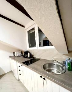 a kitchen with a sink and a counter top at Apartmani Kovačević in Kotor +37 photos