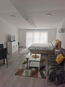 uma sala de estar com uma cama e um sofá em Studio apartmani Banja Koviljaca em Banja Koviljača