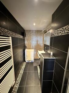 a bathroom with a sink and a toilet in it at Appart en duplex climatisé cœur de ville in Périgueux