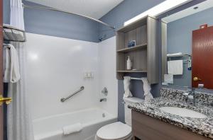 y baño con lavabo, aseo y ducha. en Microtel Inn & Suites by Wyndham Dry Ridge, en Dry Ridge