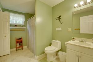 a bathroom with a toilet and a sink at Bethel Chalet with Hot Tub 3 Miles to Sunday River! in Bethel +21 photos