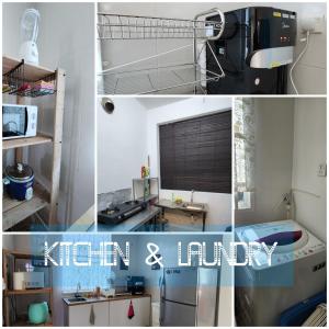 een collage van foto's van een keuken en wasserij bij ASSA Homestay @ GJH in Kampong Alor Gajah