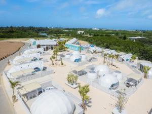 an overhead view of a facility with domes and houses at GLAMTECH RESORTS HEAVEN in Miyako Island