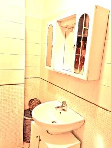 a bathroom with a white sink and a mirror at Alba Sweet in Alba Adriatica