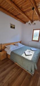 a bedroom with a bed in a room with a window at Pilisca Holiday Home in Dobîrlău +51 photos