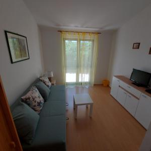 - un salon avec un canapé et une table dans l'établissement Apartments Krešo, à Starigrad-Paklenica