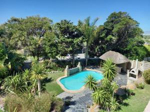 an overhead view of a swimming pool in a garden at Mandalay Beach Guest House in Bloubergstrand