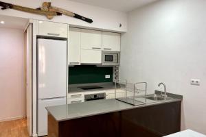 バルセロナにあるCentric 2 Bedroom Apartment with a Private Lovely Terraceのキッチン(シンク、冷蔵庫付)