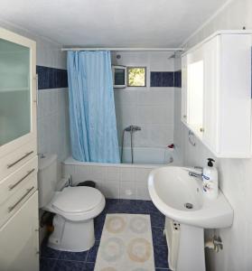 y baño con aseo, lavabo y bañera. en DIANA'S HOUSE, en Khrisókastron