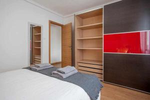 1 dormitorio con 1 cama y armario grande en RUALVA FLATS, Reus Central, en Valencia