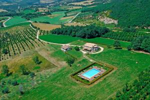 eine Luftansicht eines Anwesens mit Pool in der Unterkunft Agriturismo Trosciole in Massa Martana
