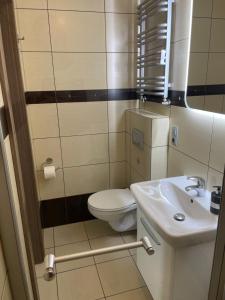 ヤスタルニャにあるWilla Storniaの小さなバスルーム(トイレ、シンク付)