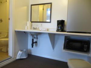 une salle de bain avec un lavabo et un miroir dans l'établissement Sauble River Marina and Lodge Resort, à Sauble Beach 69 autres photos