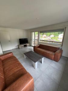 埃斯特费尔德Penthouse with incredible view的带沙发和咖啡桌的客厅