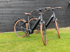 two bikes parked next to each other on the grass at Villa Alba in Bilzen