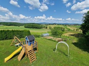 an aerial view of a playground in a field at Sofia Holiday Haven in Nature with Pool in Slovenska Bistrica