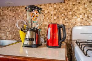 a blender sitting on a counter next to a stove at Perfect Family Home Close to Roseau in Roseau