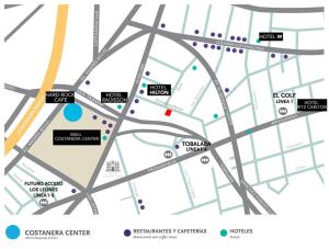 a map of the location of the cincinnati center at Depto CostaneraCenter in Santiago