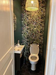 ein kleines Bad mit WC und Waschbecken in der Unterkunft Blanche house près du Moulin rouge in Paris