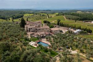 een luchtfoto van een huis in een wijngaard bij BORGO A MONTI di Sotto in Gaiole in Chianti