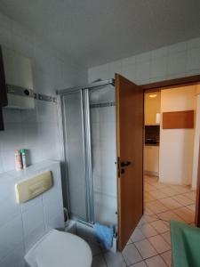 ein Bad mit einer Dusche und einem WC. in der Unterkunft Eneya in Rotenburg an der Fulda