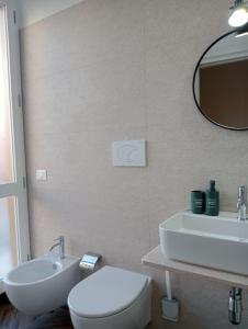 科里利亞諾卡拉布羅的住宿－FRABORGO，一间带水槽、卫生间和镜子的浴室