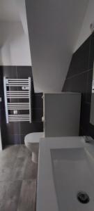 Łazienka z białą toaletą i umywalką w obiekcie 2 Pieces indépendant Peone-Valberg w mieście Péone