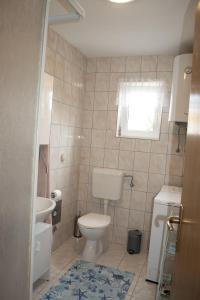 a small bathroom with a toilet and a sink at Apartment SeaShell in Jadranovo