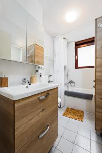 een badkamer met een wastafel en een bad bij Apartmant Borna in Slunj