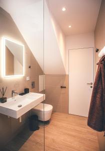 a bathroom with a sink and a toilet at WakeMālpils brīvdienu mājas in Mālpils +11 photos
