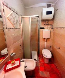 un piccolo bagno con servizi igienici e lavandino di Residence La Villa a Montescudaio
