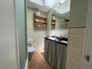 a bathroom with a sink and a toilet at Atocha Boutique Badajoz in Badajoz