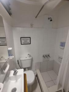 een witte badkamer met een toilet en een wastafel bij Ubicación Premium! Departamento - PreViaje - Cuotas sin interés in Mendoza