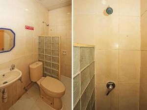 two pictures of a bathroom with a toilet and a sink at SUPER OYO 92672 Hotel Bsd in South Tangerang