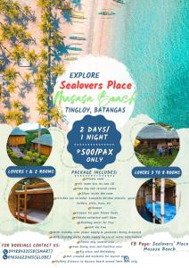 a flyer for a beach party with a picture of a beach at SeaLovers' Place Masasa Beach in Batangas City