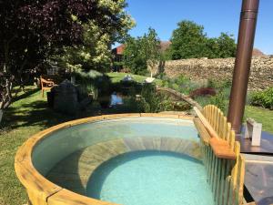 ein kleiner Pool mit Wasser im Hof in der Unterkunft Domaine de la Mance - Maisonnette avec cheminée in Vitrey