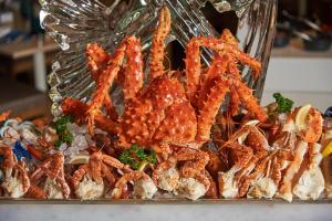 a plate of food with shrimp and other foods at The Westin Grande Sukhumvit, Bangkok in Bangkok