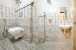 two pictures of a bathroom with a toilet and a sink at FabHotel Ten Eleven in Indore