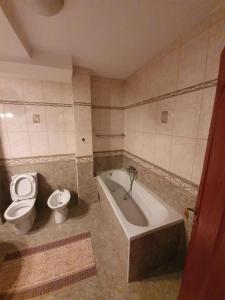ein Badezimmer mit WC, Badewanne und WC sidx sidx in der Unterkunft BLUE EYES SAILORS in Kotor
